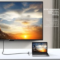 Adaptateur USB-C 8-en-1 vers 4K 30Hz pour la mise en miroir de l'écran, extension multi-ports Type-C avec carte TF SD, USB PD, RJ45 pour ordinateur portable, téléphone, tablette