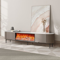 Meuble TV Moderne de Gros avec Foyer Électrique à Flamme Simulé, Table Basse Design et Meuble Décoratif