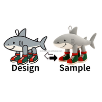 Requin en peluche de dessin animé personnalisé en peluche avec chaussures OEM mignon animal en peluche jouets pour enfants, cadeau de requin doux promotionnel