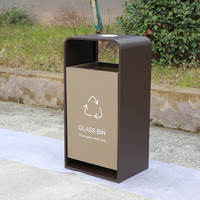 Corbeille à déchets extérieure en acier économique pour parc et rue, bac à ordures commercial en métal, poubelle en fer