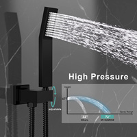 Système de douche à effet pluie encastré 3 fonctions mural noir de luxe avec logo personnalisé, mitigeur en laiton haute pression, ensemble complet
