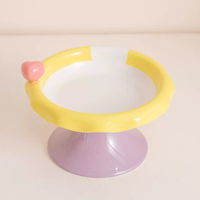 Gamelle en céramique surélevée à large ouverture avec support cervical pour chats et chiens - Gamelle d'alimentation et d'eau