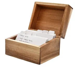 Chaque boîte de recette boîte de recette unique avec diviseur de cartes ensemble de cartes de recette en bois d'acacia
