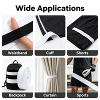 Ruban élastique en tissu, noir et blanc, doux, haute élasticité, ruban de ceinture, rouleau de 20-40 mm pour vêtements, poignets, sacs à dos