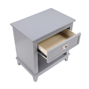 Gray Finish Nightstand With <b>Storage</b> <b>Drawer</b> Bottom Shelf Classic Style Bedroom Furniture - Product Image 4
