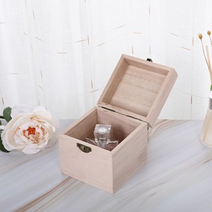 Caja de Madera Natural de Paulownia, Caja Cuadrada de Madera con Tapa, Almacenamiento Abierto, Embalaje de Regalo - Product Image 3