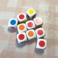 Dados Acrílicos Blancos D6 de 16 mm con Temática Matemática Educativa Personalizables al por Mayor, con Puntos de Colores para Entusiastas de los Juegos y Organizadores de Eventos