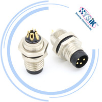Conectores blindados IP67 con cable de soldadura M8 de 3, 4 y 5 pines para montaje en panel PCB para automatización