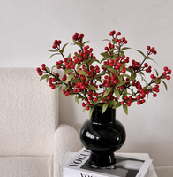 Décoration en mousse en forme de branche de cerise rouge artificielle pour mariage, Noël, maison
