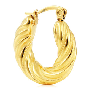 Twisted Hoop Earrings Gold <b>Titanium</b> Steel 19040 Everyday Wear - Product Image 5