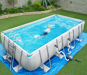 बिजली स्टील 18ft x 9ft x 48in आउटडोर आयताकार फ्रेम ऊपर जमीन स्विमिंग पूल सीढ़ी पूल कवर और फिल्टर के साथ पंप - Product Image 3