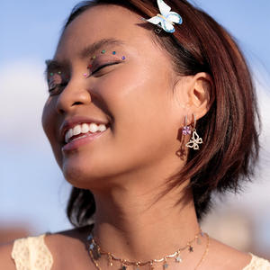 Boucles d'oreilles pendantes en forme de fleur en or rose E524, avec strass en cristal, bijoux de fête pour femmes, Style romantique - Product Image 6