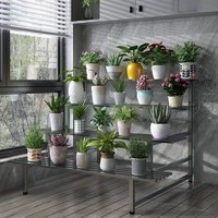 Support de plantes en acier inoxydable personnalisable à 1 à 4 niveaux pour bonsaïs, fleurs, maison, jardin, balcon, terrasse, étagère de présentation