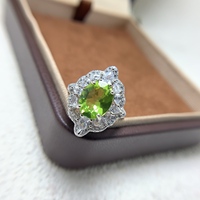 Luxury Fashion August Birthstone Natural Peridot Rings 925 Sterling Silver Gemstone Rings for Ladies Wholesale OEM ODM