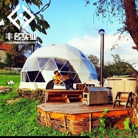 6m meilleur choix pour le camping en plein air d'hiver Igloo géodésique maison dôme préfabriquée de luxe tente dôme de glamping avec cheminée et salle de bain