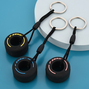 Pvc Soft Rubber Tire Keychain Creative Tire Car Key Pendant Couple Backpack Decoration Key Chain Wholesale