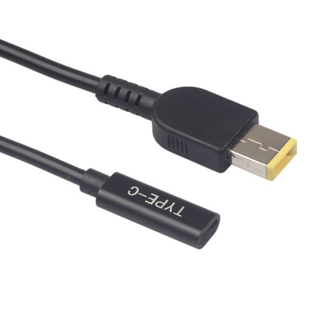 PD Power Charger Connector Cable USB 3.1 Adapter Type-c Female to Square 20V DC Male 16cm 3A 65W for Lenovo Thinkpad Laptop Rohs