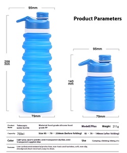 Botella de Agua de Silicona Extensible de Gran Capacidad para Deportes al Aire Libre, Recipiente para Bebidas de Plástico - Product Image 2