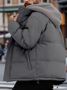 Veste coupe-vent lourde pour hommes manteau d'extérieur décontracté à manches longues veste <span class=keywords><strong>en</strong></span> duvet à capuche pour hommes manteau matelassé doublé Sherpa - Product Image 6