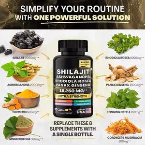 Oem Shilajit Capsule Himalayan Shilajit Hars 85 Mineralen Hersenondersteuning Verbeteren Mannelijke Kracht Shilajit Hars Extract Capsules