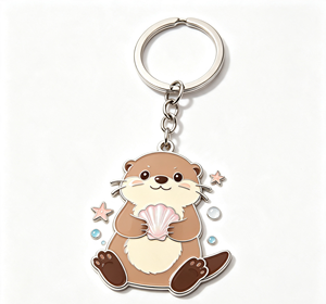 Cute Otter Metal Key Chain Enamel <b>Keyring</b> Shell Pendant Bag <b>Charm</b> Gift - Product Image 4