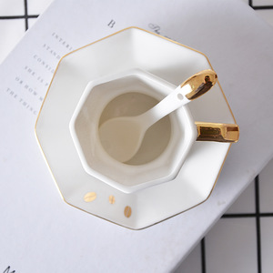 Modern White Eco-Friendly Porcelain Afternoon Coffee <b>Cups</b> and <b>Tea</b> <b>Cup</b> <b>Sets</b> with Gold Stand 500ml-1L Saucers for Business Gifts - Product Image 5