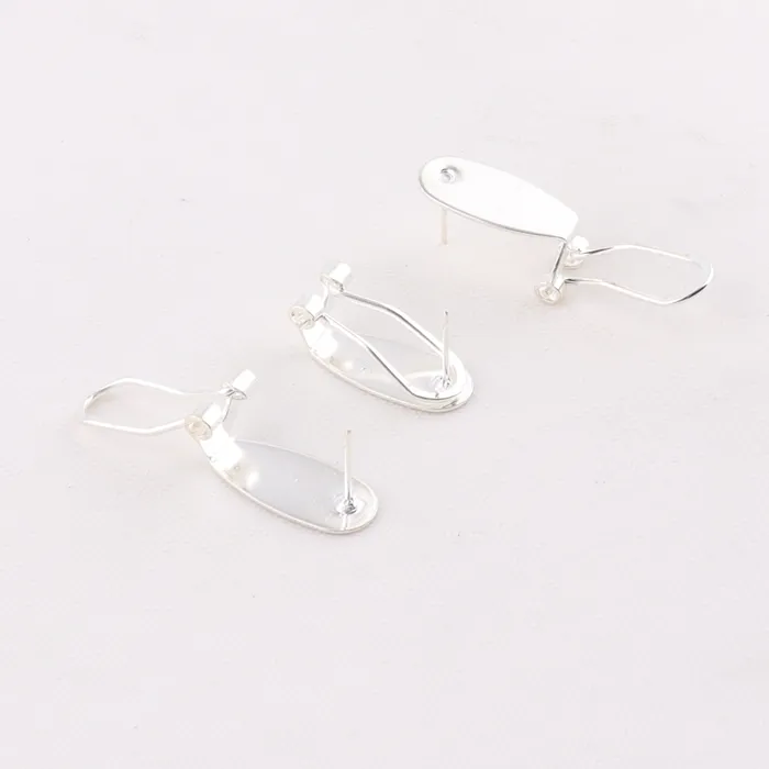 Colore argento in metallo orecchino clip post con clip sul retro per la ricerca di gioielli