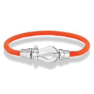 Bracelet en corde tressée avec boucle en fer à cheval en acier inoxydable, 19cm 21cm 23cm, style industriel unisexe, cadeau de bijoux - Product Image 4