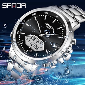 <span class=keywords><strong>SANDA</strong></span> 3301 50M étanche résistance aux chocs mode à la mode Offre Spéciale nouveau modèle LED affichage analogique numérique hommes d'affaires montre-bracelet - Product Image 2