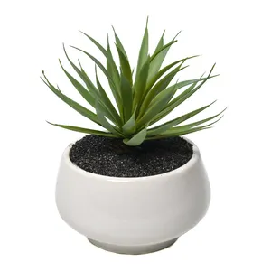 Preço promocional pequeno tamanho cerâmica potes inferior vegetação artificial agave plantas potted para decoração home