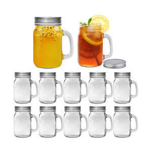 Holesale-Jarra de cristal de 8oz con tapa y mango para bebidas, té helado y limonada, boca regular - Product Image 1