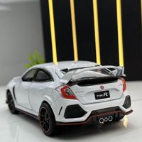 Jianyuan Modèle de voiture en alliage métallique authentique 1:32 Civic Type R avec fonction sonore et lumineuse, fonction de recul, jouet pour garçons, emballage en boîte vitrée