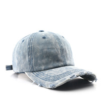 Sombrero de papá de mezclilla desgastada Vintage, gorra de béisbol ajustable lavada de algodón sin construir, gorra de béisbol deshilachada impermeable para mujeres y hombres