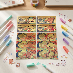 ธนบัตรลายการ์ตูนแพนด้าจีนน่ารัก กันน้ำ ขายส่ง พร้อมหมายเลขนำโชค  ของขวัญธนบัตรทองคำ - Product Image 1