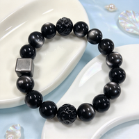 Bracelets perlés originaux faits à la main, tendance, en obsidienne 7A, bracelets DIY en pierres naturelles pour cadeau, bijoux à porter au quotidien