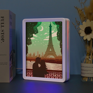 Cadeaux pour couples, baiser d'amoureux, amour, Tour Eiffel Paris, Saint-Valentin, boîte à lumière en papier découpé, lampe <span class=keywords><strong>de</strong></span> <span class=keywords><strong>nuit</strong></span> LED, écologique, personnalisé - Product Image 5