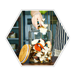 Frasco de Vidrio con Tapa de Madera, Forma Cilíndrica, para Almacenamiento de Cáscaras de Mandarina, Origen Hejian, 325, Número de Pieza, Característica Transparente - Product Image 3