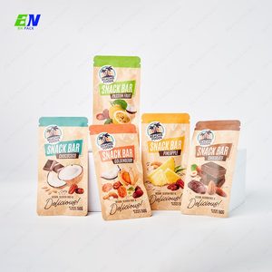 Tüv ev Compostable sertifikalı kahverengi Kraft kağıt ve PLA aperatif çikolata çubuğu ambalaj plastik poşetler - Product Image 1