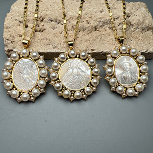 Collar con Colgante <span class=keywords><strong>de</strong></span> Medalla Religiosa <span class=keywords><strong>de</strong></span> la <span class=keywords><strong>Virgen</strong></span> María <span class=keywords><strong>de</strong></span> <span class=keywords><strong>Guadalupe</strong></span>, con Perla Natural <span class=keywords><strong>de</strong></span> Concha Marina, para Mujer, Joyería <span class=keywords><strong>de</strong></span> Oración y Fe - Product Image 1