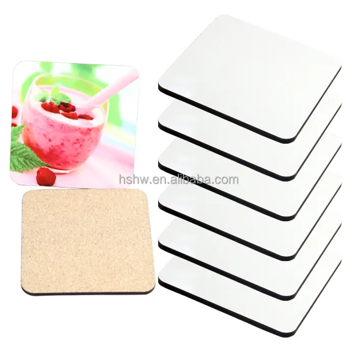 Gratis Sample Vierkante Hout Placemat Afdrukken Mdf Sublimatie Kurk Onderzetters 3Mm Placemats Coaster Voor Warmte Pers