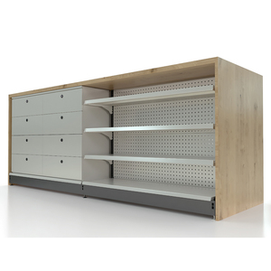 Mostrador de Caja de Acero y MDF Estilo Americano con Cajones y Estantes de Exhibición para Supermercados y Comercios Minoristas - Product Image 3