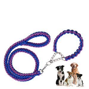 Collier et laisse pour chien à double tissage indestructible de 1.2m de long Collier en nylon pour grands chiens Golden Retriever <span class=keywords><strong>Labrador</strong></span> Outdoor - Product Image 5