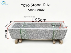 Bacs en <span class=keywords><strong>pierre</strong></span> de granit bleu faits à la main, style antique, populaires, avec trous pour pot de fleurs, bassin à poissons, aménagement paysager de jardin - Product Image 5