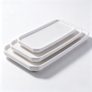 Assiette rectangulaire <span class=keywords><strong>blanche</strong></span> de style occidental moderne, mélamine A5, passe au lave-vaisselle et respectueuse de l'environnement, possibilité de personnalisation - Product Image 3