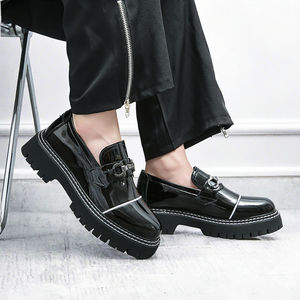 Mocasines Negros de Talla Grande 38-45 con Correa de Monje, Punta Cerrada, Planos, Casuales, de Negocios, para Boda, para Hombre, Primavera - Product Image 2