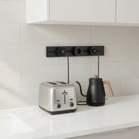 Barre d'alimentation murale modulaire amovible Jiaxin à 6 prises et 2 ports en aluminium noir pour cuisine