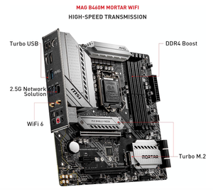 MAG เมนบอร์ดสำหรับเล่นเกม B460M ปูน DDR4หน่วยความจำขนาด128 GB RAM B650ชิปเซ็ต SATA ฮาร์ดไดรฟ์อินเตอร์เฟส4หน่วยความจำ - Product Image 4