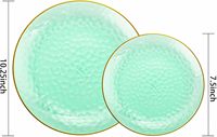Vente en gros de 60 assiettes en plastique vert, assiettes jetables transparentes et dorées martelées Dessert Platos Dinner Platos pour la Saint-Patrick