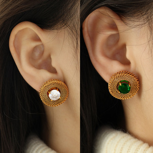 Pendientes vintage con cristal ovalado y engaste de garra de aleación de zinc para mujer, joyería de fiesta - Product Image 3