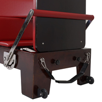 Reformer de Pilates Profesional de Madera de Roble Teñido en Color Nogal con Cuero Borgoña para Gimnasio y Estudio